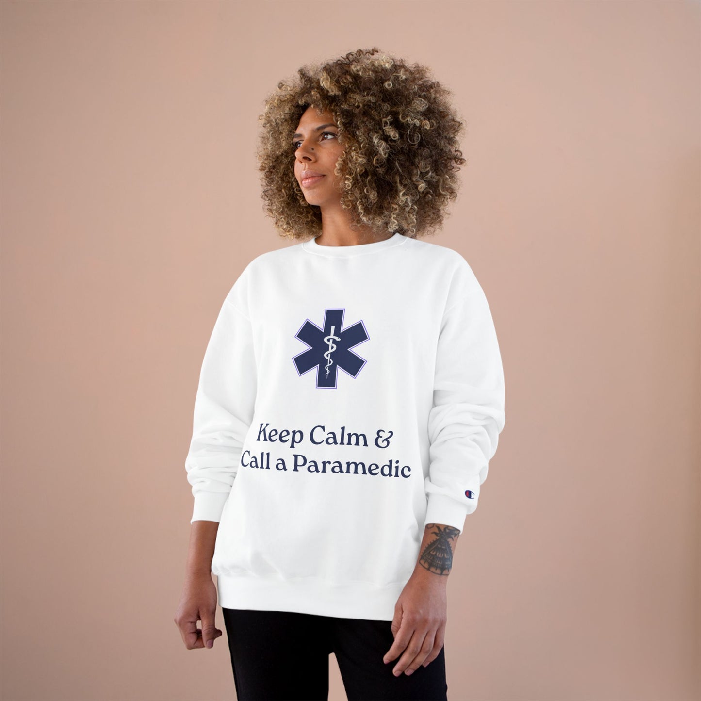 Champion Sweatshirt with 'Keep Calm & Call a Paramedic' Design