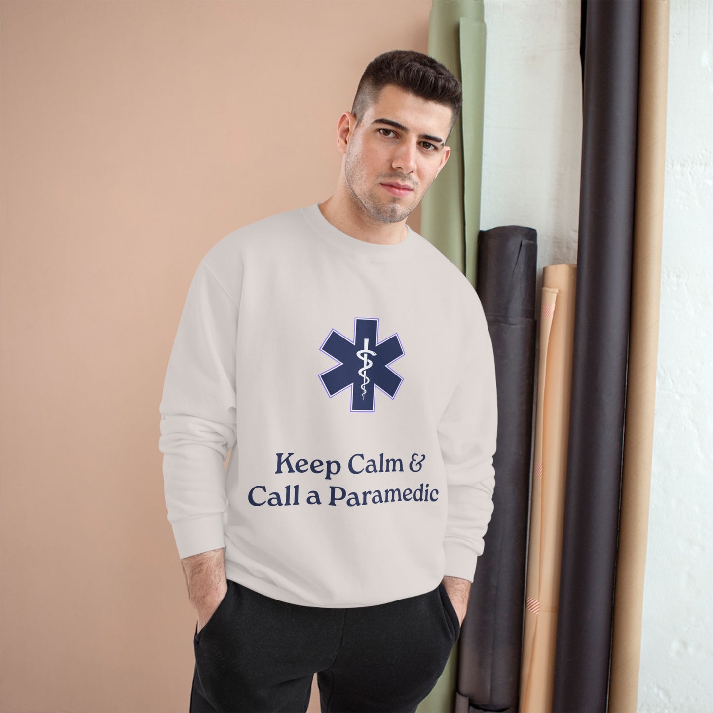 Champion Sweatshirt with 'Keep Calm & Call a Paramedic' Design
